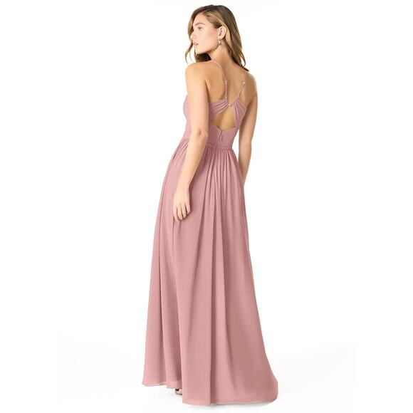 Azazie NWT Size 8 A8 Cora Dress Dusty Rose Chiffon Bridesmaid Pink - Picture 2 of 13